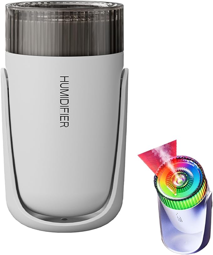 Humidifier with Starry Sky Projection, 360° Rotating Nozzle, Auto Shut-Off, USB-Powered (White) by Viewmoi