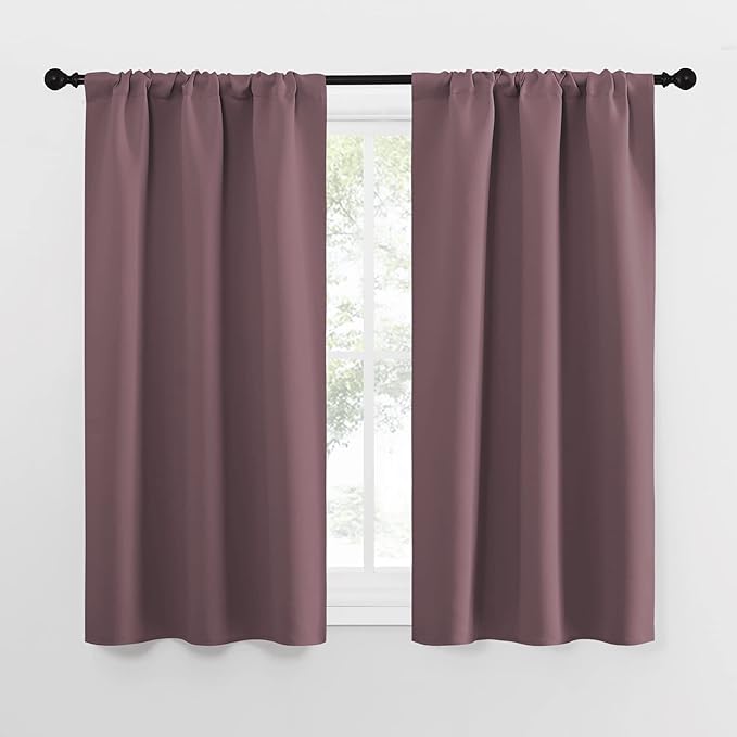 NICETOWN Kitchen Curtains, Short Blackout Curtains & Drapes, Home Decoration Privacy Thermal Insulated Curtains for Unicorn Theam Room (Dry Rose, 34" Wide, 54" Long, 2 PCs) by NICETOWN