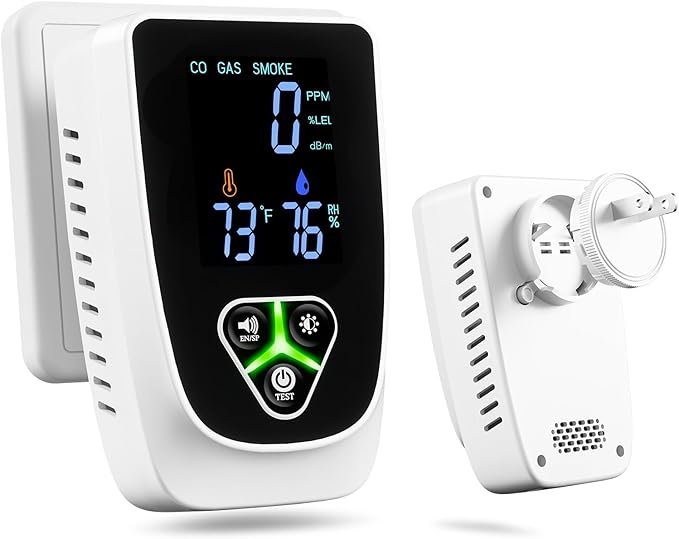 All-in-One Plug in Smoke and Carbon Monoxide Detector for Apartments, 5-in-1 Gas & CO Alarm with Temp/Humidity Sensor, No Installation Needed by zealme