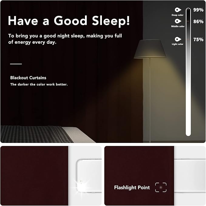 Easy-Going Rod Pocket Blackout Curtains for Bedroom, Room Darkening Window Curtains for Living Room, Thermal Insulated Noise Reduction Solid Window Drapes, 2 Panels(52x84 in, Wine) - Image 3
