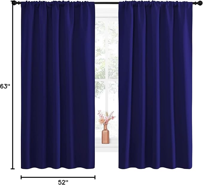 NICETOWN Curtains Blackout Draperies - Modern Design Thermal Insulated Solid Rod Pocket Top Blackout Drapes for Kid's Bedroom, Window Coverings (Navy Blue, 1 Pair, 52 x 63 inches) - Image 10