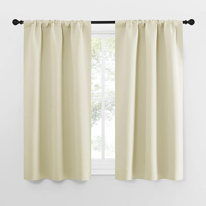 NICETOWN Kitchen Curtains, Short Blackout Curtains & Drapes, Home Decoration Privacy Thermal Insulated Curtains for Unicorn Theam Room (Beige, 34" Wide, 54" Long, 2 PCs) by NICETOWN