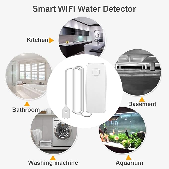 3PCS WiFi Water Leak Detector Kit, 80dB Water Sensor Alarm, Sump Pump Leakage Alarm, TUYA APP Free Remote Monitoring for Water Leakage, SMS and Phone Notification Can Be Enabled, AAA Battery Powered - Image 4