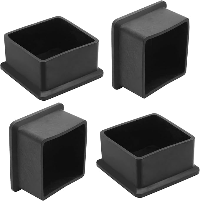 4 Pcs Square PVC Furniture Leg Caps (2" x 2"), Vinyl Flexible Chair Leg Floor Protectors for Patio Indoor Chair Table Bed, 50mm x 50mm by Bonsicoky