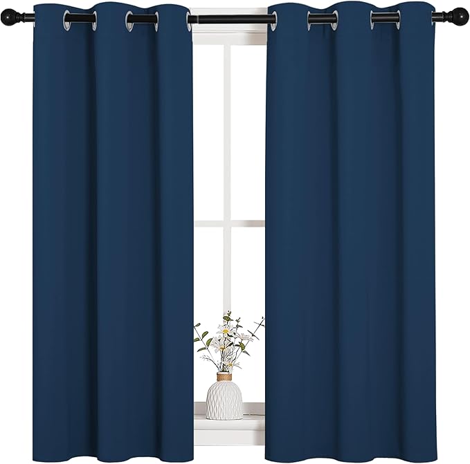 NICETOWN Bedroom Curtain Panels Blackout Draperies, Thermal Insulated Solid Grommet Blackout Curtains/Drapes (Moroccan Blue, 1 Pair, 34 by 45-inch) - Image 2