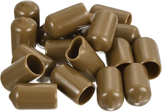 uxcell 20pcs Rubber End Caps 12mm(1/2") ID Vinyl PVC Round Tube Bolt Cap Cover Screw Thread Protectors Light Brown - Image 4