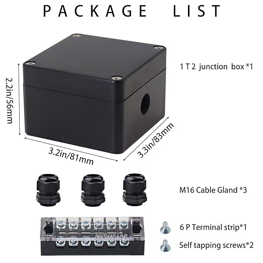 Watertight Junction Box, IP67 Waterproof Electrical Project Box with 4P 15A Barrier Terminals,1 in/2 Out Cable Glands Electronic Enclosure 3.26" x 3.18" x 2.2" - Image 7