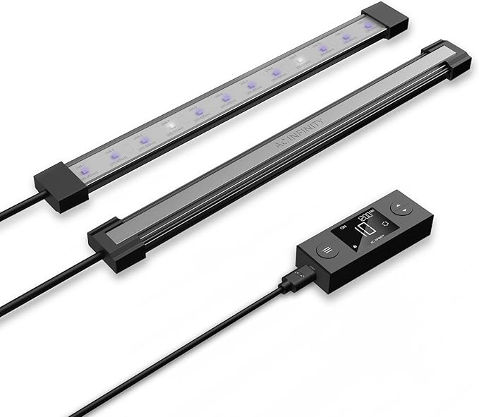 AC Infinity IONBEAM U2, Targeted Spectrum UV LED Grow Light Bars 11”, 2-Bar Lighting Kit with 365nm and 395nm Diodes, Digital Dimming Schedule Controller, for Indoor Plants, Grow Tents, Greenhouses by ACInfinity