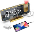 Projection Digital Alarm Clock for Bedrooms, Alarm Clock Radio on Ceiling, USB Charger Port, Temperature & Humidity Display, 7.3” Large Mirror LED Display,12/24H,Snooze,Dual Loud Clock- 4 Dimmer by Hanaix