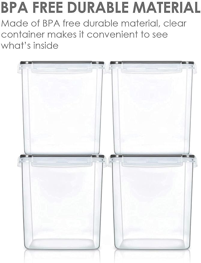 Vtopmart Food Storage Containers 2.5L / 84.5oz, 4 Pieces BPA Free Plastic Airtight Canister for Flour, Sugar, Baking Supplies, with 4 Measuring Cups and 24 Labels, Black - Image 5