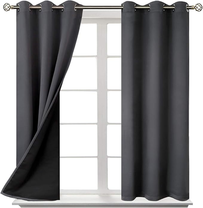 BGment 45 Inch Curtains for Bedroom - Short Blackout Curtains for Small Window/Cafe Thermal Insulated Grommet Drapes, 2 Panels, Each 42 Inch Wide, Dark Grey - Image 8