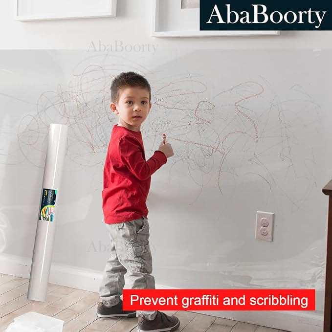 AbaBoorty 393“x17.7” Clear Wall Protector Contact Paper Electrostatic Absorption Wall Protective Film Removable Wallpaper Protector Sheets for Painted Wallpaper for Protect Furniture - Image 2