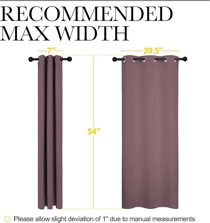 NICETOWN Window Curtain Panels, Dry Rose, 1 Pair, 34 by 54-inch, Thermal Insulated Solid Grommet Blackout Draperies/Drapes for Basement - Image 7