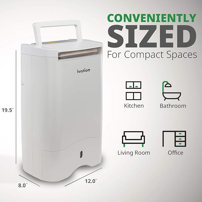 Ivation 19 Pint Small-Area Desiccant Dehumidifier Compact and Quiet - with Continuous Drain Hose for Smaller Spaces, Bathroom, Attic, Crawlspace and Closets - for Spaces Up to 410 Sq Ft - Image 5
