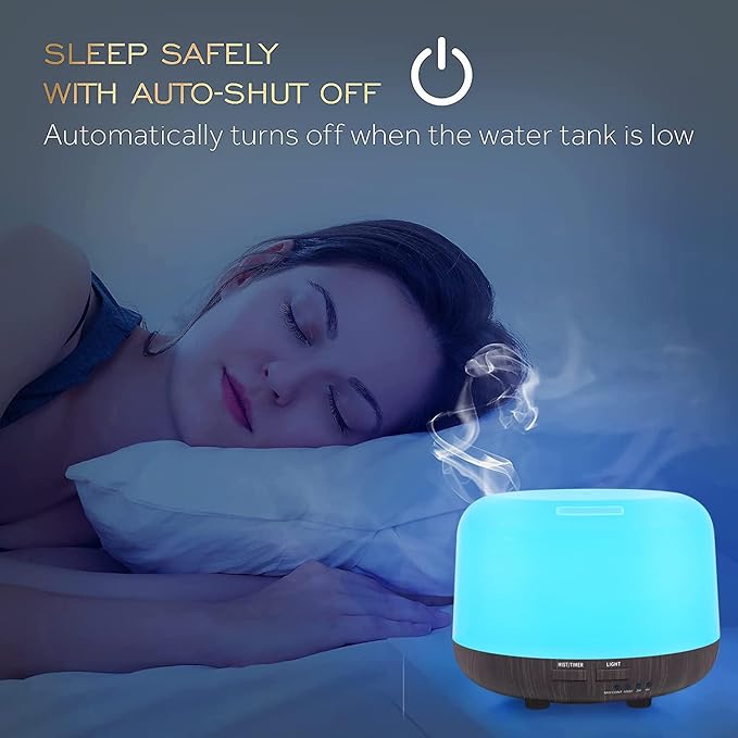300ML Remote Control Air Diffusers for Essential Oil, Aroma Ultrasonic Scent Diffuser, Aromatherapy Humidfier Diffuser, 7 Color Changing LED Light, Auto-Off, Timer for Home, Room, Office, Kids - Image 5