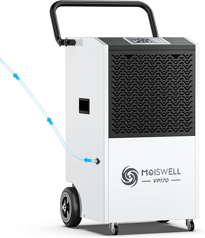 170 Pints Commercial Dehumidifier with Pump and Drain Hose for Basements and Large Spaces up to 7,500 Sq Ft by Moiswell