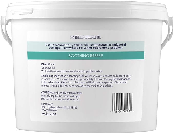 SMELLS BEGONE 1-Gallon Gel Odor Eliminator – High-Capacity, Long-Lasting Absorber for Large Basements, Garages, Workshops & Commercial Areas – Removes Tough Odors with Essential Oils (Soothing Breeze) - Image 2