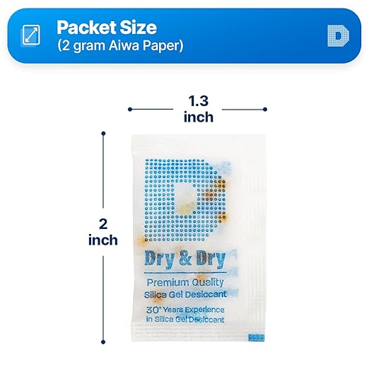 Dry & Dry 2 Gram [6000 Packets] Premium Orange Indicating Silica Gel Packets Desiccants - Food Safe Silica Packets Silica Gel Silica Gel Packets - Image 6