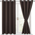 Hiasan Blackout Curtains for Bedroom - Thermal Insulated & Light Blocking Window Curtains for Living Room/Kids Room, 2 Drape Panels Sewn with Tiebacks, Brown, 52 x 45 Inch by Hiasan
