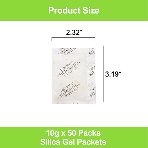50-Pack 10g Silica Gel Desiccant Packs – Premium Rechargeable Moisture Absorbers with Color Indicator for Tool Boxes, Ammo Cans, Camera Gear & Clothing Storage - Image 4