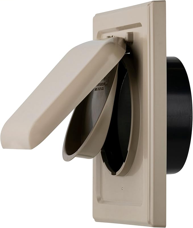NO-PEST VENT, Exclusive Dual Door Dryer Vent Cover Outdoor 4 inch with Collar, Made in USA w Highest UV Resistant Plastic in any Outdoor Vent Cover (Tan, 4" Plastic WIth Collar) by No-PestVent