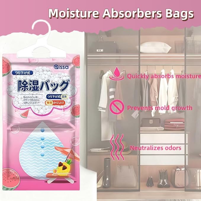 Moisture Absorbers Packets, Dehumidifier Bags, Hanging Moisture Absorber Bag, Humidity Packs,Closet Dehumidifier,Unscented Desiccant in Wardrobes, Bedrooms, Bathrooms,Kitchen (6 Pack) - Image 2