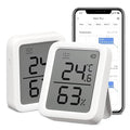 SwitchBot Thermometer Hygrometer, Bluetooth Indoor Humidity Meter and Temperature Sensor with App Control, Large LCD Display, Notification Alerts, Data Storage Export, Remote Monitor for Home (2 Pack) by SwitchBot