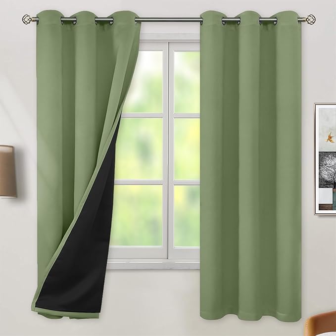 BGment Grass Green Blackout Curtains for Bedroom Spring Curtains for Living Room 63 Inch Length 2 Panels Set, Thermal Insulated Full Room Darkening Soundproof Grommet Drapes (42 x 63 Inch, 2 Panels) by BGment