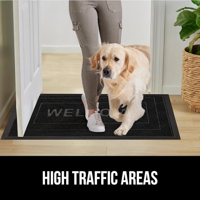 GORILLA GRIP 100% Waterproof All-Season WeatherMax Doormat, 47x35, US Designed Natural Rubber, Stain and Fade Resistant, Low Profile Indoor Outdoor Door Mats, Easy Clean Patio Mat, Black Welcome - Image 6
