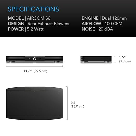 AC Infinity AIRCOM S6, Quiet Cooling Blower Fan System 12" Rear-Exhaust for Receivers, Amps, DVR, AV Cabinet Components - Image 6