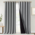 NICETOWN Total Shade Curtains and Draperies, Heavy-Duty Full Light Shading Drapes with Black Liner Backing for Villa/Hall/Dorm Window（Silver Grey, Package of 2 Panels, 70 inches Wide x 95 inches Long by NICETOWN