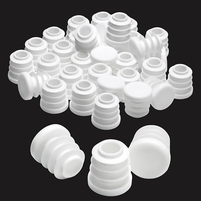 9/16" (14mm) Plastic Hole Plugs White -Round Chair Leg Caps, Flush Mount Pipe Plugs, Tubing End Caps for Metal&Wood Legs Tube, Outdoor Furniture Feet caps & Table Plastic Plugs, 24 PCS by EASYEAH
