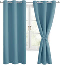 Hiasan Room Darkening Curtains for Bedroom, Noise Reducing, Energy Saving Blackout Window Curtain Panels, Sewn with Tiebacks, Set of 2, Grommet Top (Stone Blue, Width 42 Inch x Length 72 Inch) by Hiasan