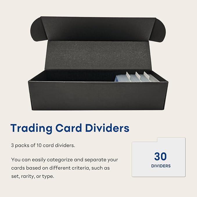 Trading Card Storage Box with Dividers, 10 Count Cardboard Collector Boxes for Sports Baseball Mtg, Black - Image 4