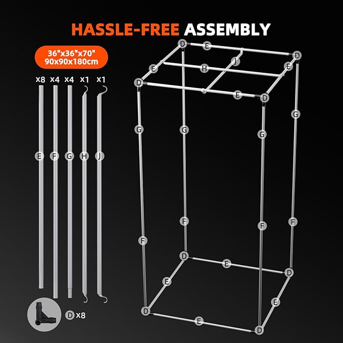 Spider Farmer 3x3 Grow Tent 2025 New, 36"x36"x72", with Hook for Controller and Power Strip, Enlarged View Window, 1680D Thicken Mylar Canvas for Indoor Hydroponic Growing for SF2000Pro, SE3000, G3000 - Image 9