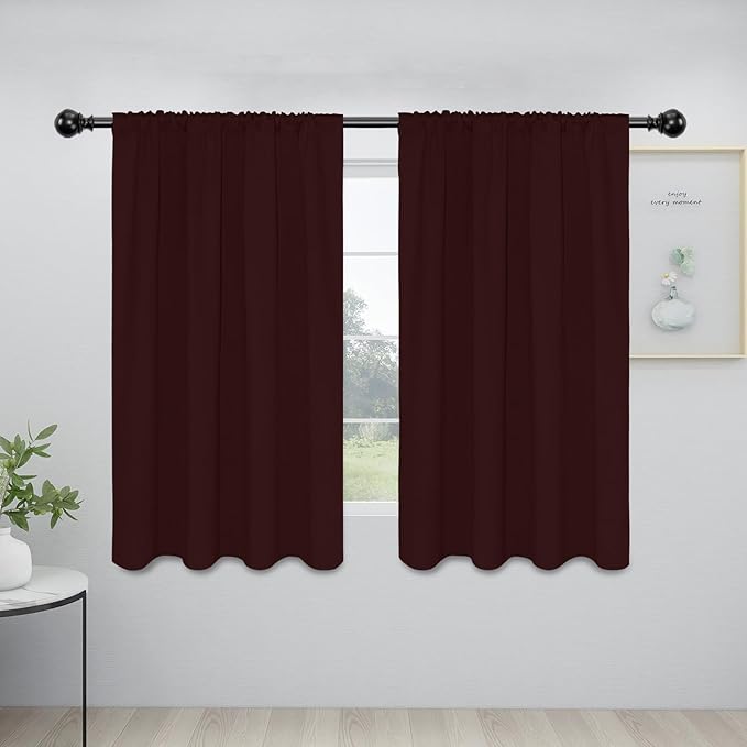 Easy-Going Rod Pocket Blackout Curtains for Bedroom, Room Darkening Window Curtains for Living Room, Thermal Insulated Noise Reduction Solid Window Drapes, 2 Panels(42x54 in, Wine) by Easy-Going