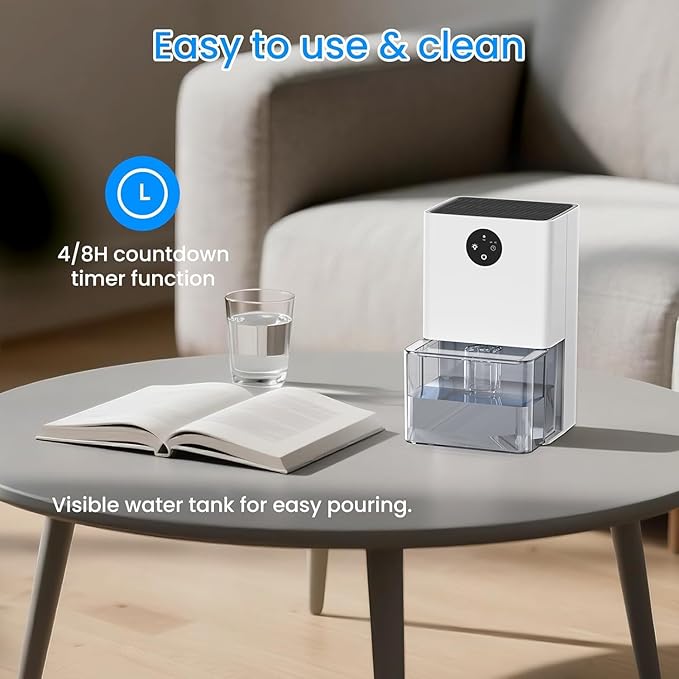 Dehumidifier, 50 OZ Small Dehumidifiers for Room for Home, Quiet with Auto Shut Off, Dehumidifiers for Bedroom, RV, Closet - Image 7