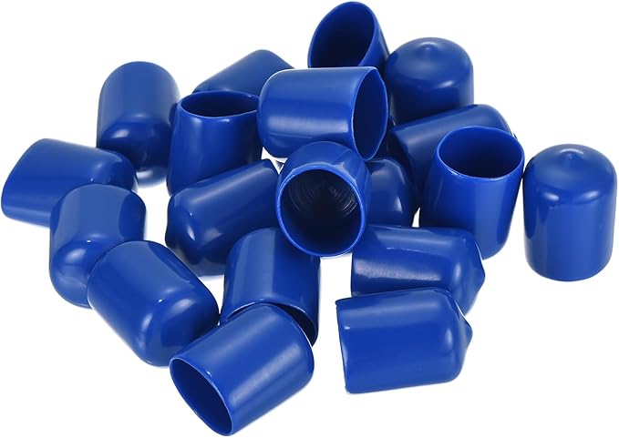 uxcell 20pcs Rubber End Caps 16mm ID Vinyl Round Tube Bolt Cap Cover Screw Thread Protectors Blue - Image 4