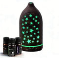 Aromatherapy Diffusers,7.1''x3.5''Diffuser with 3 Essential Oil Set,Small 200ml Office Desk Humidifier with 7 LED Colors Night Lights,Waterless Auto-Off for Home Decor Gift (Star Dark Wood Grain) by Unknown