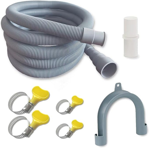 10ft Washing Machine Drain Hose Extension Kit - Universal for Washer, Dishwasher & Dehumidifier, 7-Piece Set with U-Bracket, 4 Clamps & Adapter by Unknown