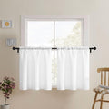 Home Queen White Waffle Bathroom Window Curtains, Water Repellent Rod Pocket Short Kitchen Drapes for Small Window, 2 Panels, 36 X 24 Each by HomeQueen