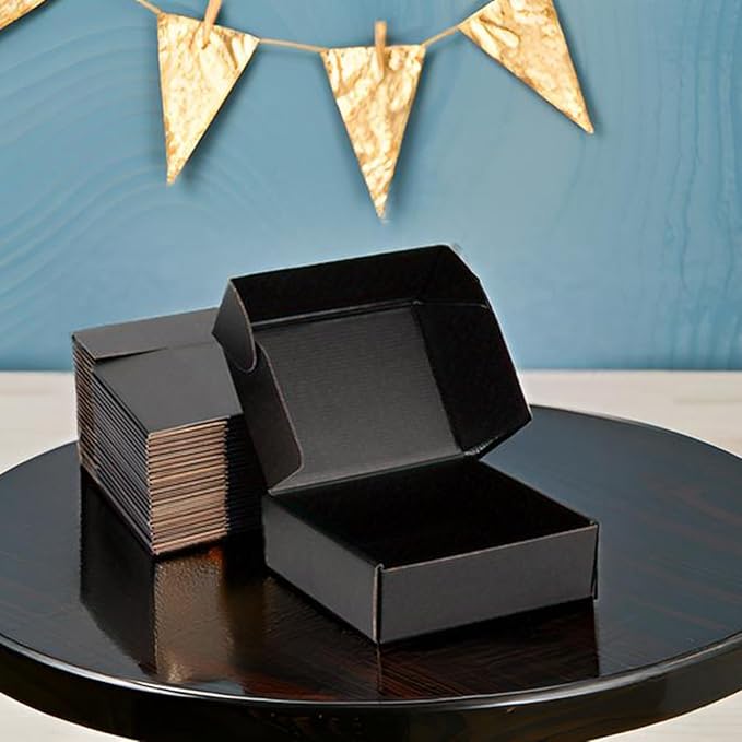 Small Shipping Boxes 10x10x3 Inch (25 Pack) - Sturdy Black Corrugated Cardboard Boxes for Small Business, Ecommerce, Mailing & Packaging | Recyclable Gift & Storage Boxes - Image 5