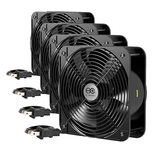 AC Infinity AXIAL 2060, Muffin Fan, 120V AC 200mm x 200mm x 60mm High Speed, for DIY Cooling Ventilation Exhaust Projects (Pack of 4) by ACInfinity