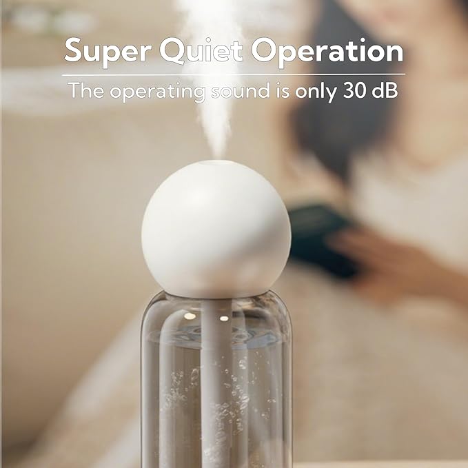 Portable Small Humidifier Dual Nozzle - Large Cool Mist Humidifiers Double Spray Ports, Water Shortage Protection, Ultra-Quiet, Mini Humidifier for Bedroom Plants Office Car Travel (P06) - Image 5