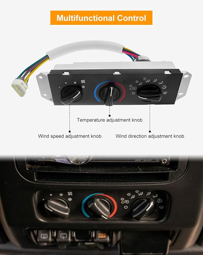 HS-373 Climate Control Module Compatible with Jeep Wrangler TJ 1999-2004, HVAC Control Module with Blower Motor Switch, A/C Heater Control Switch Replace SW2348 55037473AB, A/C Heater Control Panel - Image 4