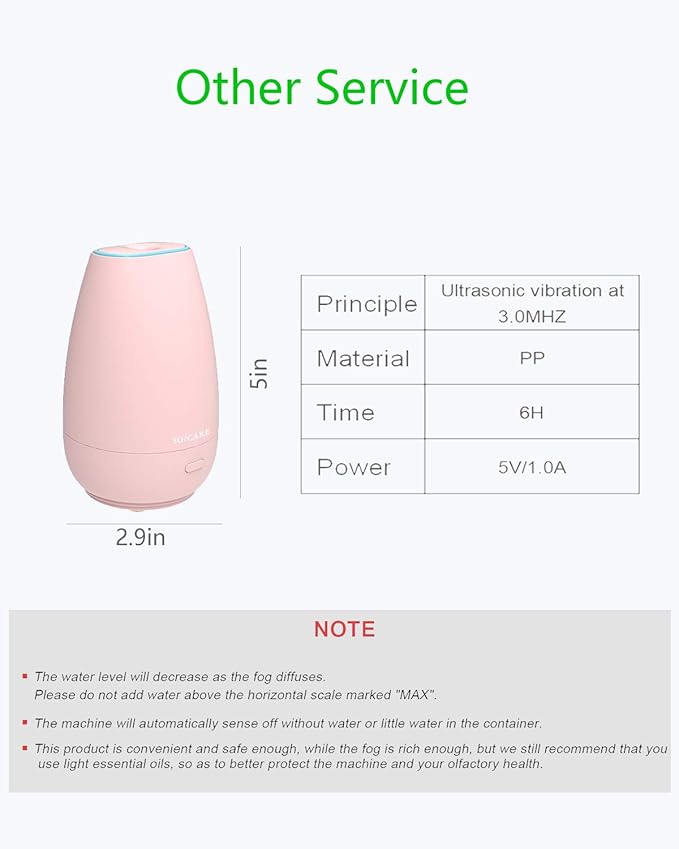 SOICARE Car Diffuser,Small Portable Car Essential Oil Diffuser with Built-in USB Cable,Mini Aromatherapy Diffuser for Travel/Office/Home (Pink) - Image 6
