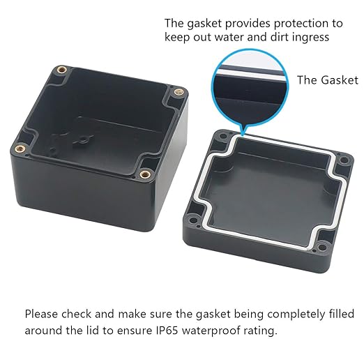 Junction Box, Zulkit Project Box IP65 Waterproof Outdoor Box ABS Plastic Electrical Boxes Electronic Enclosure Black 3.27 x 3.19 x 2.20 inch (83 x 81 x 56mm)(Pack of 2) - Image 4