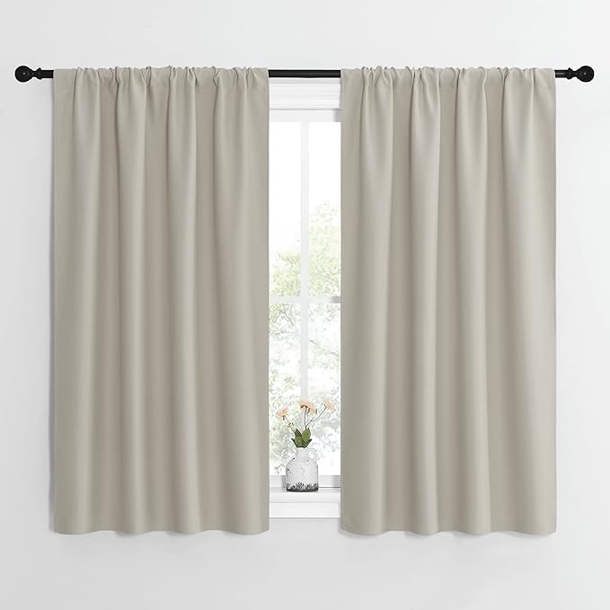 NICETOWN Blackout Curtains for Living Curtains, Room Darkening Window Curtain Panels, Easy-Care Solid Thermal Insulated Draperies/Drapes for Daughter Room (Natural, 2 Panels, 42 by 54) by NICETOWN