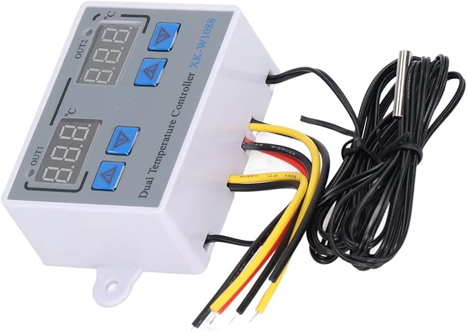 Dual Display Temperature Humidity Controller, Digital Thermostat Dual Temperature Controller 12V Direct Output Heating Cooling Thermostat Switch NTC 10K Sensor for Aquarium Tank Greenhouse - Image 5