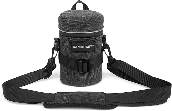 Camera Lens Case Lens Bag Compatible (3.15" x 5.71"(Canvas, Black)) by XAMOREST